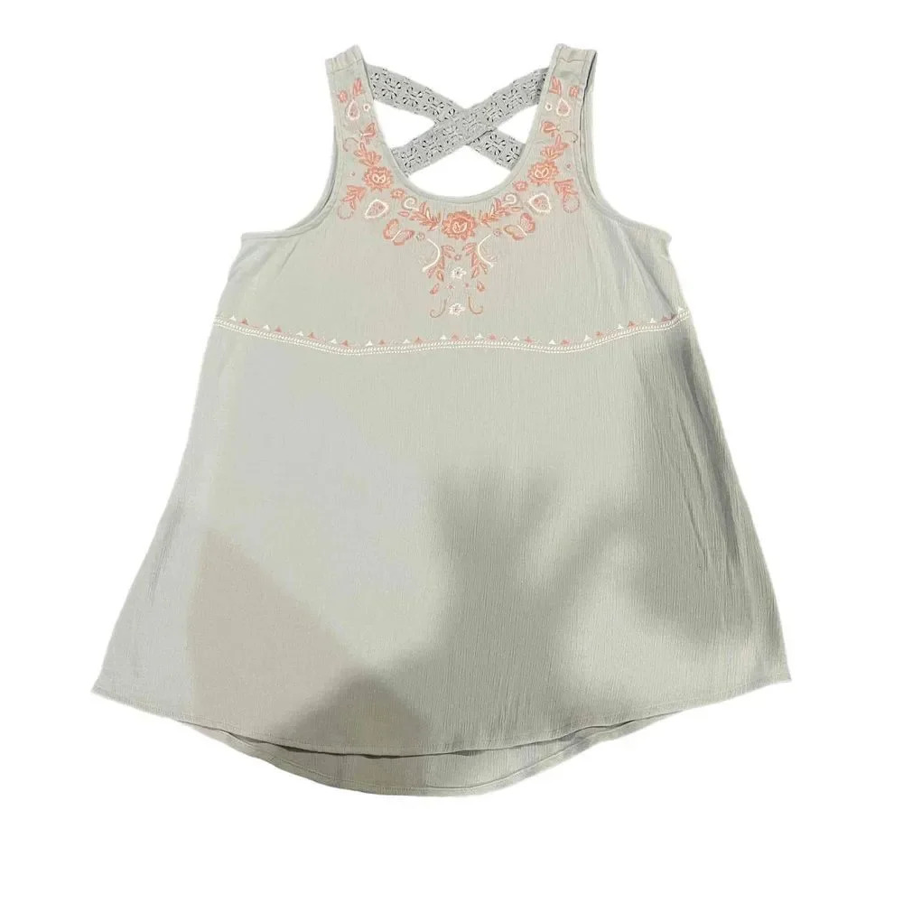 Love Fire Lace Detailing Floral Embroidery Sleeveless Tank Top Size‎ XS